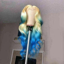 Load image into Gallery viewer, Luxury Remy Platinum Blonde Blue 100% Human Hair Swiss 13x4 Lace Front Glueless Wig  Colouful U-Part or Full Lace Upgrade Available
