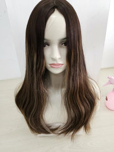 Luxury 5”x5” Silk Top Base Human Hair Balayage Toupee Women Jewish Kosher Hair Piece Topper 130% Dark Brown Blonde Virgin Kippah Highlight