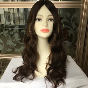 Luxury 4”x4” Silk Top Base Human Hair Balayage Toupee Women Jewish Kosher Hair Piece Topper 130% Dark Brown Blonde Virgin Kippah Highlight