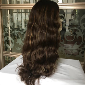 Luxury 4”x4” Silk Top Base Human Hair Balayage Toupee Women Jewish Kosher Hair Piece Topper 130% Dark Brown Blonde Virgin Kippah Highlight