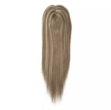 Load image into Gallery viewer, Luxury Silk Base Ash Blonde Balayage Straight With Clip In Human Hair Topper Glueless Wig Women 150% Virgin Cuticle Remy Hairpieces Toupee
