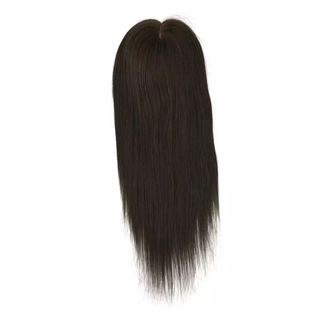 Luxury Silk Base Dark Brown Color #2 Straight With Clip In Human Hair Topper Wig For Women 150% Virgin Cuticle Remy Hairpieces Toupee