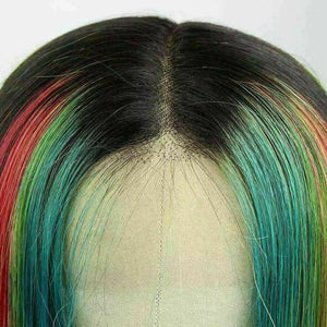 Luxury Bright Red Green Blue 100% Human Hair Swiss 13x4 Lace Front Glueless Wig Neon Rainbow Colouful U-Part or Full Lace Upgrade Available