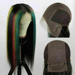 Luxury Bright Red Green Blue 100% Human Hair Swiss 13x4 Lace Front Glueless Wig Neon Rainbow Colouful U-Part or Full Lace Upgrade Available