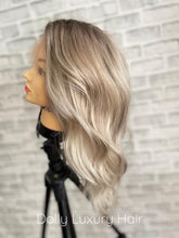Load image into Gallery viewer, LAILA | Luxe Ash Blonde Balayage 100% Human Hair Swiss 13x4 Lace Front Glueless Wig  Bleached Knots Transparent Lace Full Lace Upgrade Available
