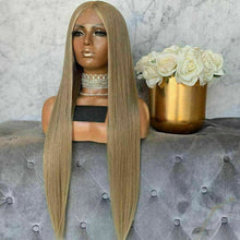 Load image into Gallery viewer, Luxury Transparent Remy Dark Ash Blonde 100% Human Hair Swiss 13x4 Lace Front Glueless Wig U-Part, 360 or Full Lace Upgrade Available
