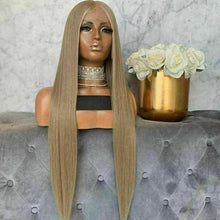 Load image into Gallery viewer, Luxury Transparent Remy Dark Ash Blonde 100% Human Hair Swiss 13x4 Lace Front Glueless Wig U-Part, 360 or Full Lace Upgrade Available
