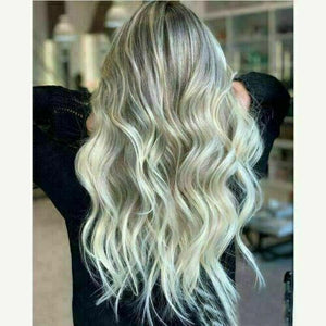 Luxury Balayage Highlight Light Ash Platinum Blonde 100% Human Hair Swiss 13x4 Lace Front Glueless Wig U-Part, 360 or Full Lace Upgrade Available