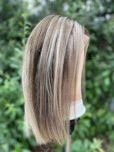 Luxury Balayage Highlight Brown Ash Blonde 100% Human Hair Swiss 13x4 Lace Front Glueless Wig  U-Part, 360 or Full Lace Upgrade Available