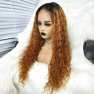 Luxury Water Wave Ombre Light Auburn Brown 100% Human Hair Swiss 13x4 Lace Front Glueless Wig U-Part, 360 or Full Lace Upgrade Available