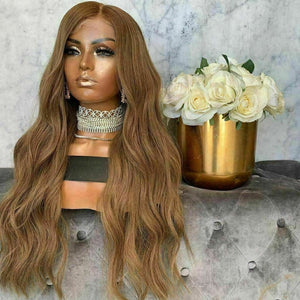 Luxury Remy Wavy Light Ash Brown 100% Human Hair Swiss 13x4 Lace Front Glueless Wig U-Part, 360 or Full Lace Upgrade Available