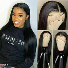 Load image into Gallery viewer, Luxury Remy Jet Black #1 Straight Black 100% Human Hair Swiss 13x4 Lace Front Glueless Wig U-Part, 360 or Full Lace Upgrade Available
