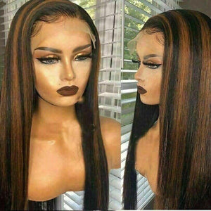 Luxury Remy Auburn Brown 100% Human Hair Swiss 13x4 Lace Front Wig Ombre #30 Balayage Highlight U-Part, 360 or Full Lace Upgrade Available