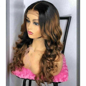 Luxury Remy Wavy Ombre Ash Brown 100% Human Hair Swiss 13x4 Lace Front Glueless Wig Auburn U-Part, 360 or Full Lace Upgrade Available