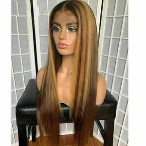 Luxury Remy Ombre Ash Honey Blonde 100% Human Hair Swiss 13x4 Lace Front Wig Balayage Highlight U-Part, 360 or Full Lace Upgrade Available