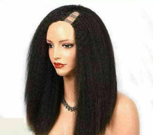 Load image into Gallery viewer, Luxury Brazilian U Part Kinky Straight 100% Human Hair Swiss 13x4 Lace Front Glueless Wig U-Part U-Part, 360 or Full Lace Upgrade Available
