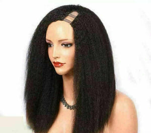 Luxury Brazilian U Part Kinky Straight 100% Human Hair Swiss 13x4 Lace Front Glueless Wig U-Part U-Part, 360 or Full Lace Upgrade Available
