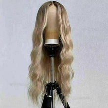 Load image into Gallery viewer, Luxury Remy Light Blonde Ash Blonde Wavy 100% Human Hair Swiss 13x4 Lace Front Glueless Wig U-Part, 360 or Full Lace Upgrade Available
