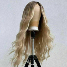Load image into Gallery viewer, Luxury Remy Light Blonde Ash Blonde Wavy 100% Human Hair Swiss 13x4 Lace Front Glueless Wig U-Part, 360 or Full Lace Upgrade Available
