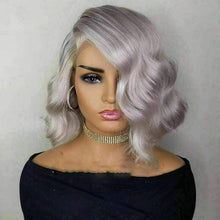 Load image into Gallery viewer, Luxury Light Silver Grey Gray Body Wave Bob 100% Human Hair Swiss 13x4 Lace Front Glueless Wig Colouful U-Part or Full Lace Upgrade Available
