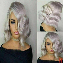 Load image into Gallery viewer, Luxury Light Silver Grey Gray Body Wave Bob 100% Human Hair Swiss 13x4 Lace Front Glueless Wig Colouful U-Part or Full Lace Upgrade Available
