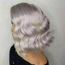 Load image into Gallery viewer, Luxury Light Silver Grey Gray Body Wave Bob 100% Human Hair Swiss 13x4 Lace Front Glueless Wig Colouful U-Part or Full Lace Upgrade Available
