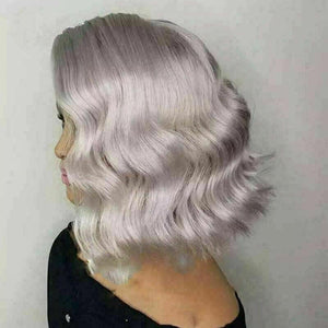 Luxury Light Silver Grey Gray Body Wave Bob 100% Human Hair Swiss 13x4 Lace Front Glueless Wig Colouful U-Part or Full Lace Upgrade Available