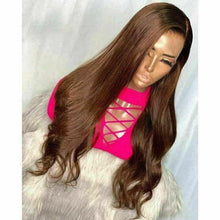 Load image into Gallery viewer, Luxury Remy Wavy Remy Chocolate Medium Brown 100% Human Hair Swiss 13x4 Lace Front Glueless Wig U-Part, 360 or Full Lace Upgrade Available
