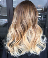 Load image into Gallery viewer, Luxury Sunny Blonde Balayage Highlight 100% Human Hair Swiss 13x4 Lace Front Glueless Wig U-Part, 360 or Full Lace Upgrade Available
