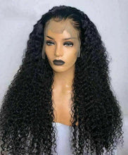 Load image into Gallery viewer, Luxury Transparent Remy Curly #1B Black 100% Human Hair Swiss 13x4 Lace Front Glueless Wig U-Part, 360 or Full Lace Upgrade Available
