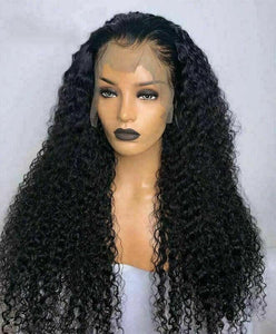 Luxury Transparent Remy Curly #1B Black 100% Human Hair Swiss 13x4 Lace Front Glueless Wig U-Part, 360 or Full Lace Upgrade Available