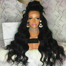 Load image into Gallery viewer, Luxury Remy Wavy Body Wave #1B Black 100% Human Hair Swiss 13x4 Lace Front Glueless Wig U-Part, 360 or Full Lace Upgrade Available
