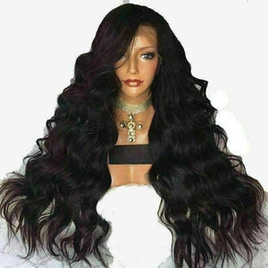 Luxury Remy Wavy Body Wave #1B Black 100% Human Hair Swiss 13x4 Lace Front Glueless Wig U-Part, 360 or Full Lace Upgrade Available