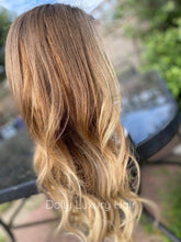 Load image into Gallery viewer, Luxury Remy Wavy Ash Blonde Ombre 100% Human Hair Swiss 13x4 Lace Front Wig Balayage Highlight U-Part, 360 or Full Lace Upgrade Available
