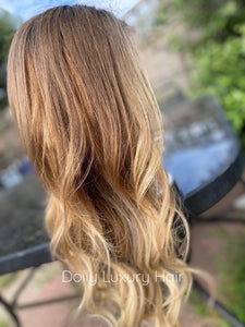 Luxury Remy Wavy Ash Blonde Ombre 100% Human Hair Swiss 13x4 Lace Front Wig Balayage Highlight U-Part, 360 or Full Lace Upgrade Available