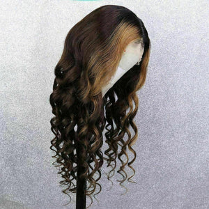 Luxury Remy Wavy Ombre Ash Brown 100% Human Hair Swiss 13x4 Lace Front Glueless Wig  U-Part, 360 or Full Lace Upgrade Available