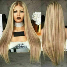 Load image into Gallery viewer, Luxury Balayage Highlight Brown Light Golden Blonde 100% Human Hair Swiss 13x4 Lace Front Glueless Wig U-Part, 360 or Full Lace Upgrade Available
