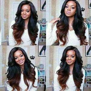 Luxury Remy Wavy Ombre Dark Red 100% Human Hair Swiss 13x4 Lace Front Glueless Wig Burgundy Colouful U-Part or Full Lace Upgrade Available