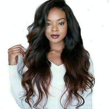 Load image into Gallery viewer, Luxury Remy Wavy Ombre Dark Red 100% Human Hair Swiss 13x4 Lace Front Glueless Wig Burgundy Colouful U-Part or Full Lace Upgrade Available
