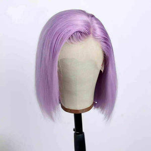 Luxury Purple Lilac Lavender Bob 100% Human Hair Swiss 13x4 Lace Front Glueless Wig Colourful U-Part, 360 or Full Lace Upgrade Available