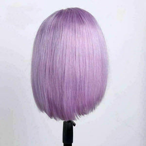 Luxury Purple Lilac Lavender Bob 100% Human Hair Swiss 13x4 Lace Front Glueless Wig Colourful U-Part, 360 or Full Lace Upgrade Available