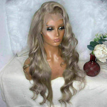 Load image into Gallery viewer, Luxury Remy Brazilian Dirty Blonde Grey 100% Human Hair Swiss 13x4 Lace Front Glueless Wig Wavy Colouful U-Part or Full Lace Upgrade Available
