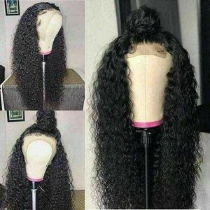 Luxury Deep Wave Curly Black 100% Human Hair Swiss 13x4 Lace Front Glueless Wig #1B U-Part, 360 or Full Lace Upgrade Available