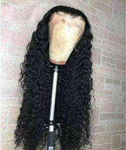 Load image into Gallery viewer, Luxury Deep Wave Curly Black 100% Human Hair Swiss 13x4 Lace Front Glueless Wig #1B U-Part, 360 or Full Lace Upgrade Available
