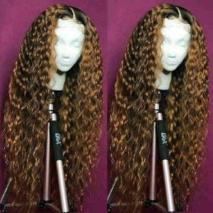 Luxury Curly Honey Ash Blonde Brown 100% Human Hair Swiss 13x4 Lace Front Glueless Wig Wavy U-Part, 360 or Full Lace Upgrade Available