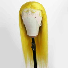 Load image into Gallery viewer, Luxury Remy Bright Yellow 100% Human Hair Swiss 13x4 Lace Front Glueless Wig Cosplay Colouful U-Part, 360 or Full Lace Upgrade Available
