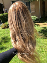 Load image into Gallery viewer, Luxury Light Brown and Blonde Balayage Highlight 100% Human Hair Swiss 13x4 Lace Front Wig Ash U-Part, 360 or Full Lace Upgrade Available
