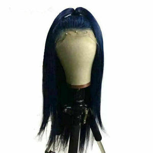 Luxury Midnight Blue Silky Straight 100% Human Hair Swiss 13x4 Lace Front Glueless Wig Colouful U-Part or Full Lace Upgrade Available