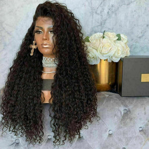 Luxury Remy Deep Curly Black 100% Human Hair Swiss 13x4 Lace Front Glueless Wig #1B U-Part, 360 or Full Lace Upgrade Available