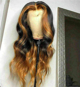 Luxury  100% Human Hair Swiss 13x4 Lace Front Glueless Wig Honey Blonde Brown Ombre U-Part, 360 or Full Lace Upgrade Available